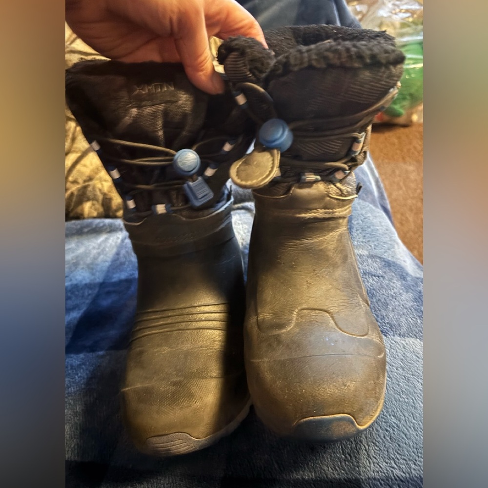 Black Winter Boots with Blue Accents